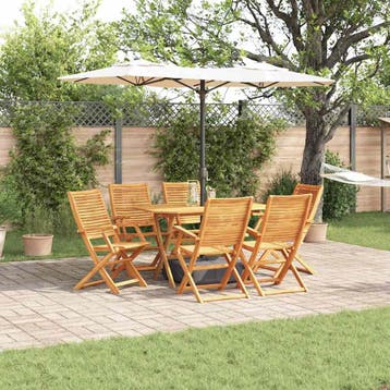 vidaXL Tuin Eettafel Set 7 st Bruin Massief Acacia Hout, Verzenden, Nieuw