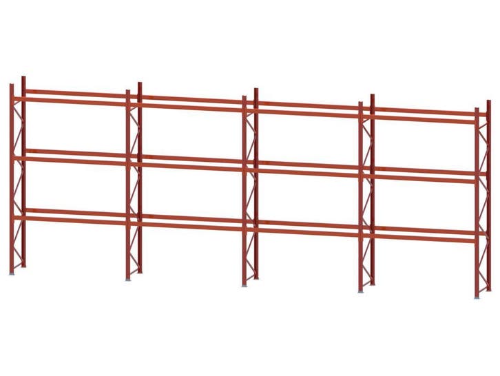 Palletstelling - 5 staanders 4500x1050mm - Tot. lengte: 11m4, Zakelijke goederen, Kantoor en Winkelinrichting | Magazijn, Stelling en Opslag