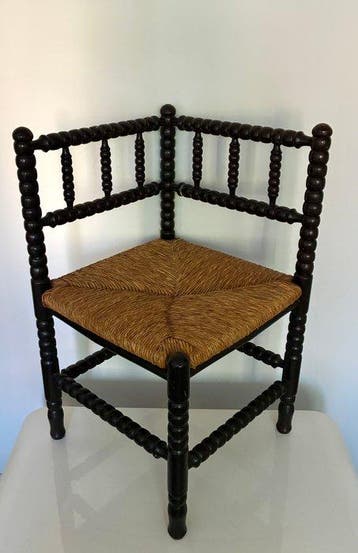 Stoel - Eik - Bobbin hoekstoel riet, Antiek en Kunst