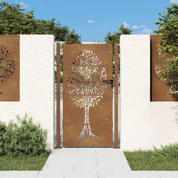 vidaXL Tuinpoort 100 x 175 cm Poedercoated staal Zwart, Verzenden