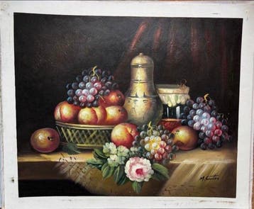 M. Santos (XX) - Floral Still Life, Antiek en Kunst