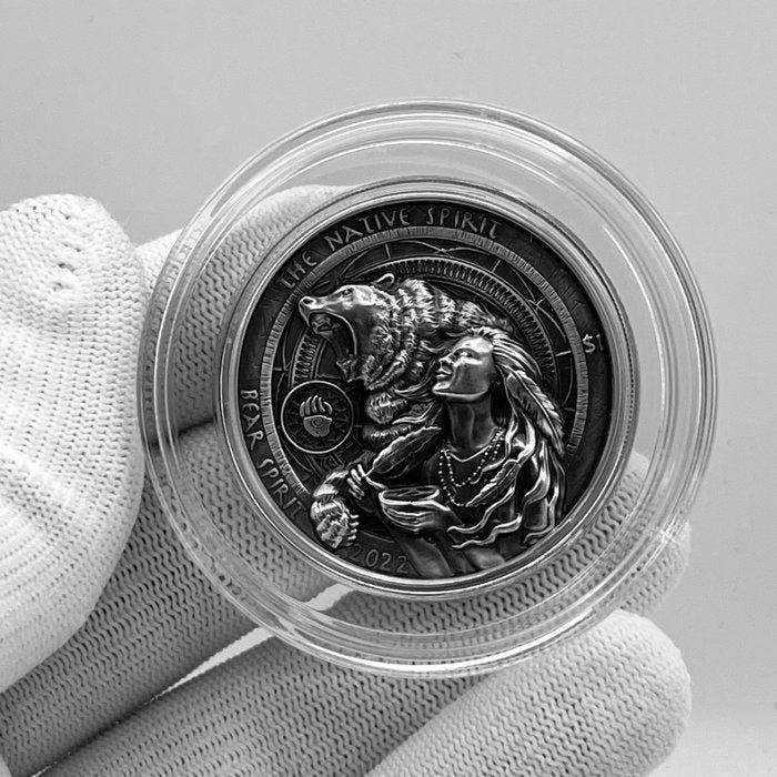 Verenigde Staten. 1 Dollar 2022 – Bear Spirit – UHR (Ultra, Postzegels en Munten, Munten | Europa | Niet-Euromunten