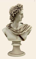 Beeld, Statua di Dio Apollo, busto greco romano, in marmo -