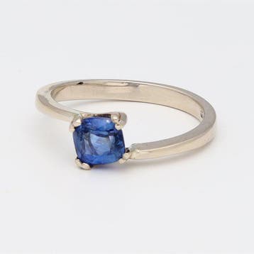 Ring - 14 karaat Witgoud Saffier, Nieuw