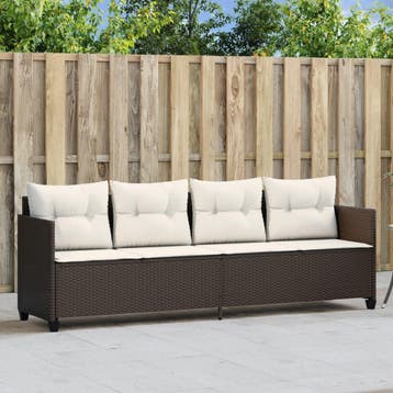 vidaXL Ligbed met kussens poly rattan bruin, Verzenden