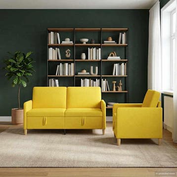 vidaXL Sofa Set Met Opslag 2 st 3-zits Licht Geel Polyester, Huis en Inrichting, Verzenden, Nieuw