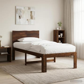 vidaXL Eenpersoonsbed met hoofdbord ROSTOCK Donkerbruin 75 x, Huis en Inrichting, Slaapkamer | Bedden, Verzenden, Nieuw
