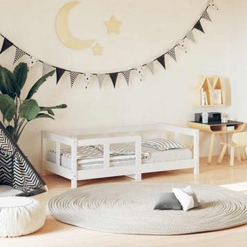 vidaXL Kinderbedframe 70x140 cm massief grenenhout wit, Kinderen en Baby's, Verzenden, Nieuw