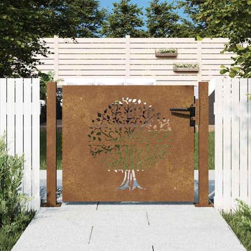 vidaXL Tuinpoort 100 x 100 cm Poedercoated staal Zwart, Verzenden