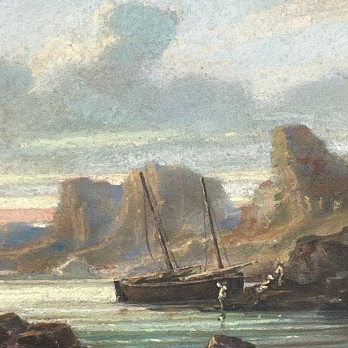Jules Defer (1803-1902) - Vue d’un bord de mer prés, Antiek en Kunst, Kunst | Schilderijen | Klassiek