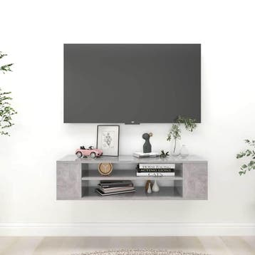 vidaXL Tv-hangmeubel 100x30x26,5 cm bewerkt hout betongrijs, Verzenden