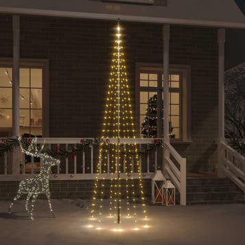 vidaXL Vlaggenmast kerstboom 310 LEDs warmwit 300 cm, Verzenden