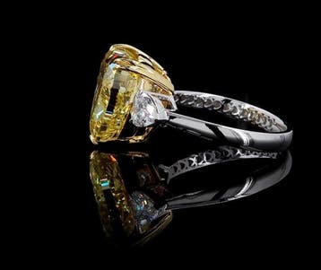 Ring - 14 karaat Witgoud, Geel goud - 10.09ct. tw. Geel