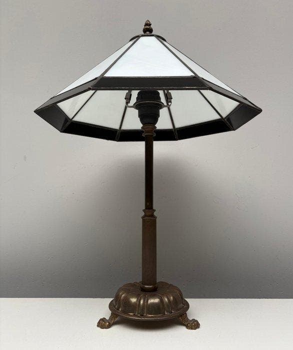 Tiffany (Style) - Tafellamp - Glas, Messing, Antiek en Kunst, Curiosa en Brocante
