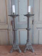 Kandelaar (2) - Koper - Antieke altaar kandelaars - 43 cm, Antiek en Kunst