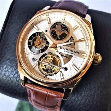 Stührling Original - Automatic - Moon Sun - Dual Time - Open, Nieuw