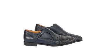 TESTONI - 8 UK - 42 IT - Camogli Double Monk Shoes Woven, Nieuw