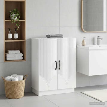 vidaXL Badkamer Opbergkast HOORN Hoogglans Wit 59,5 x 31 x, Verzenden, Nieuw