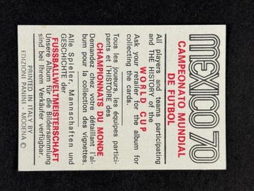 1970 Panini Mexico 70 World Cup, - Brasil: team - 1 Card -, Nieuw