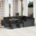 vidaXL Tuinbank Set met kussen 13 pcs Zwart poly rattan, Verzenden, Nieuw