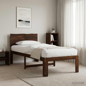 vidaXL Eenpersoonsbed met hoofdbord ROSTOCK Donkerbruin 90 x, Huis en Inrichting, Verzenden, Nieuw