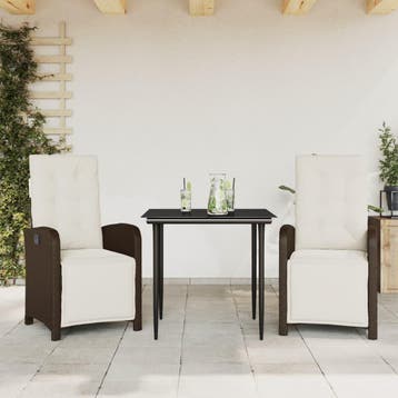 vidaXL 3-delige Bistroset met kussens poly rattan bruin, Verzenden, Nieuw