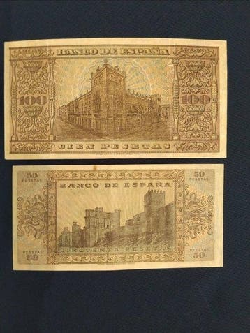Spanje. - 50 and 100 pesetas Burgos 1938 - Pick 112, 113