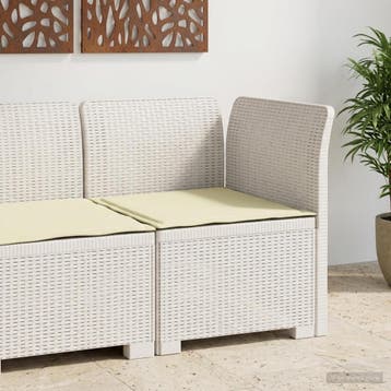 vidaXL Eén-zits Tuin Sofa met Kussen Rieten Look PP Wit, Verzenden, Nieuw