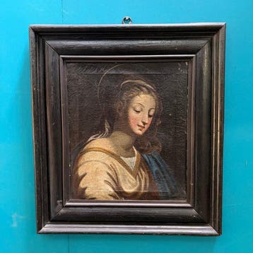 Scuola italiana (XVI-XVII) - Volto di Vergine in devozione, Antiek en Kunst