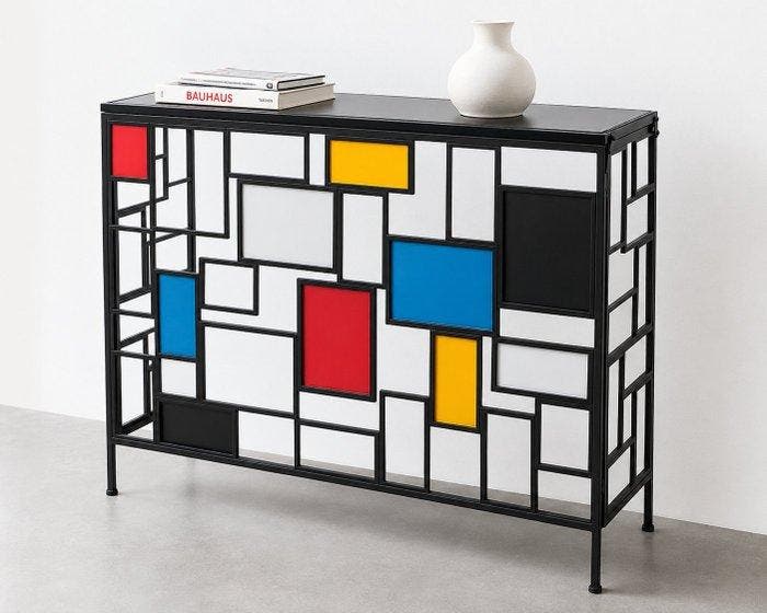 Dressoir - Metaal - Mondriaan-stijl design, Antiek en Kunst, Kunst | Designobjecten
