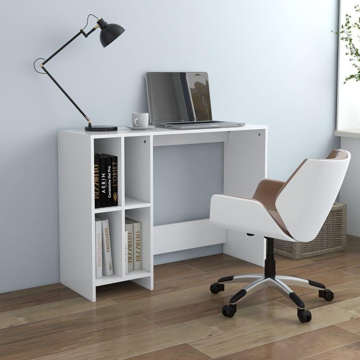 vidaXL Bureau 102,5x35x75 cm bewerkt hout wit, Huis en Inrichting, Bureaus, Nieuw, Verzenden