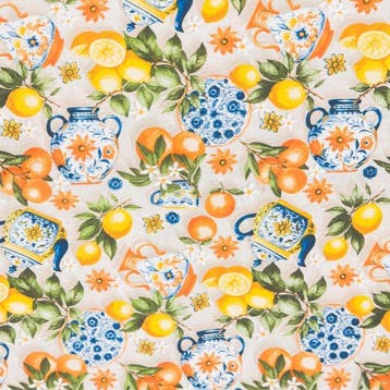 BA184 - Citrus en Keramiek-stof - Mediterrane compositie -