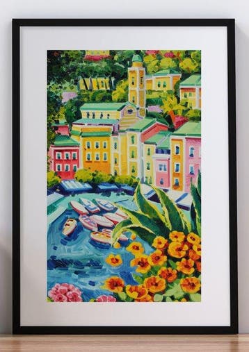 Athos Faccincani (1951) - Portofino con fiori gialli