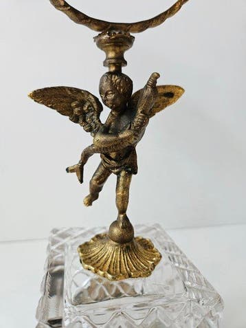 Putto - Miroir de table - Laiton doré - Kristal