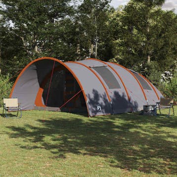 vidaXL Tunnel Tent 8-Person 8-persoons Grijs en Oranje, Verzenden, Nieuw