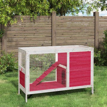 vidaXL Konijnenhok 103x44x69,5 cm massief grenenhout rood, Dieren en Toebehoren, Verzenden, Nieuw