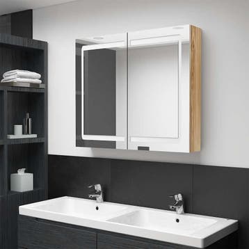 vidaXL Badkamerkast met spiegel en LED 80x12x68 cm, Verzenden, Nieuw