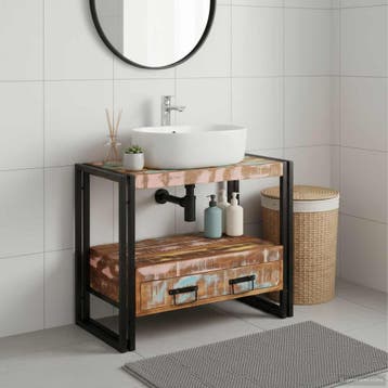 vidaXL Wastafel Kast met lade Multikleur Massief, Verzenden, Nieuw