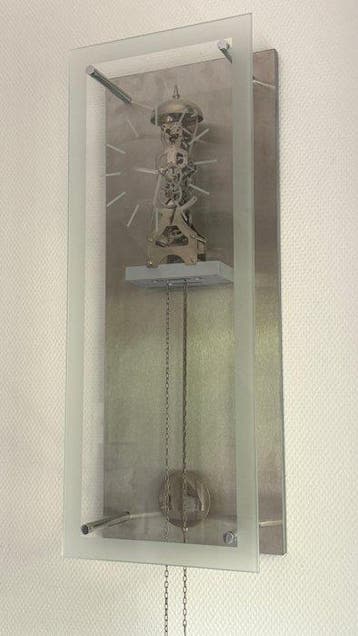 Regulateur wandklok - Hermle - Modern Glas, Hout, Chroom,