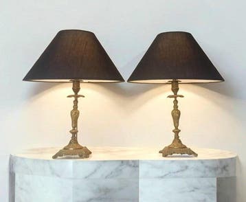 Lamp (2) - Stijl Louis XV - Frankrijk - Verguld brons