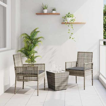 vidaXL Tuin Bistro Set 3 st Grijs poly rattan, Tuin en Terras, Tuinsets en Loungesets, Verzenden, Nieuw