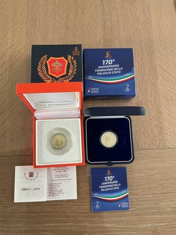 Italië, Vaticaan. 2 Euro 2016/2022 Gendarmeria + Polizia