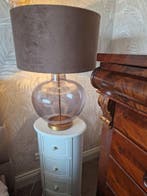 Tafellamp - Grote Tafellamp van gekleurd glas met fluwelen