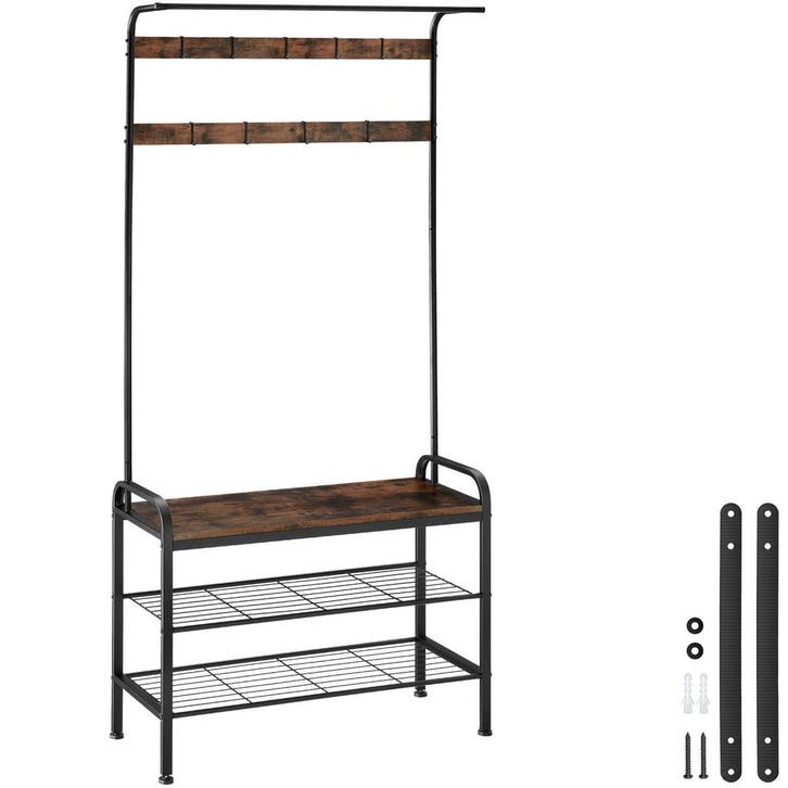 tectake Garderobekast - 85,5x36x184cm, Industrieel hout donk, Huis en Inrichting, Kasten | Kleerkasten, Verzenden