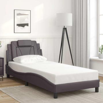 vidaXL Bedframe Viana zonder matras kunstleer grijs 90x200, Verzenden, Nieuw