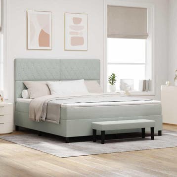 vidaXL Boxspring bed met hoofdeinde Lichtgrijs 200 x 180 cm, Huis en Inrichting, Slaapkamer | Bedden, Verzenden, Nieuw