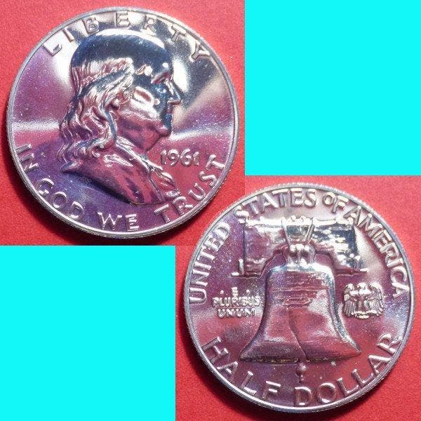 Verenigde Staten. Half Dollar 1961/1962, Benjamin Franklin, Postzegels en Munten, Munten | Europa | Niet-Euromunten