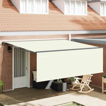 vidaXL Uitschuifbare luifel Crème 400 × 300 cm Polyester en, Verzenden