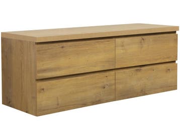 Wastafelkast Angela 140 x 48 cm Eiken Wastafelmeubel, Verzenden, Nieuw