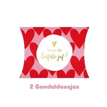 2x Gondeldoosje - Hart XL - voor de liefste JUF - school..., Verzenden, Nieuw, Cadeauzakje